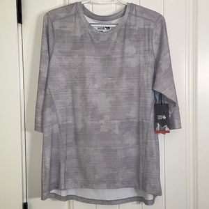 Mountain Hardwear crater lake 3/4 crew, gray, size large